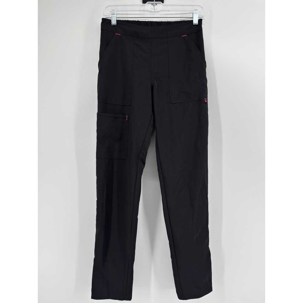 Scrubstar Black Pink Contrast Stitch Cargo Scrub Pants Zipper Ankle Vents Small